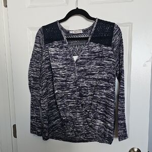Maurices Navy and White Lace Knit Top